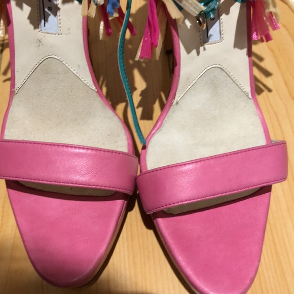 Brian Atwood Mojito Leather and Raffia Woven High Heel Shoes size 36.5 - Picture 13 of 16